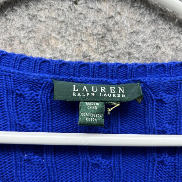 Lauren Ralph Lauren Sweater Men Extra Large Blue Sweatshirt Pullover Cable Knit - Picture 10 of 14